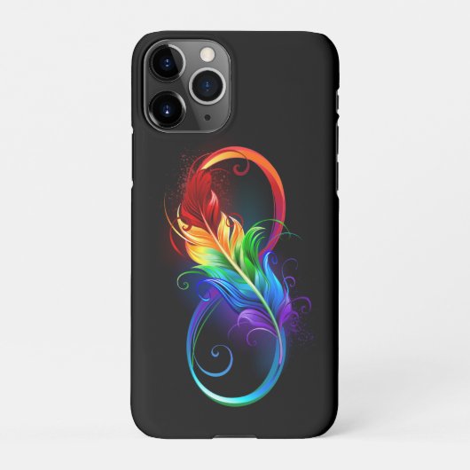 Coque iPhone 11Pro Symbole d'infini avec plume arc-en-ciel (Dos)