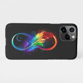 Coque iPhone 11Pro Symbole d'infini avec plume arc-en-ciel (Dos Horizontal)