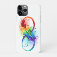 Symbole d'infini avec plume arc-en-ciel