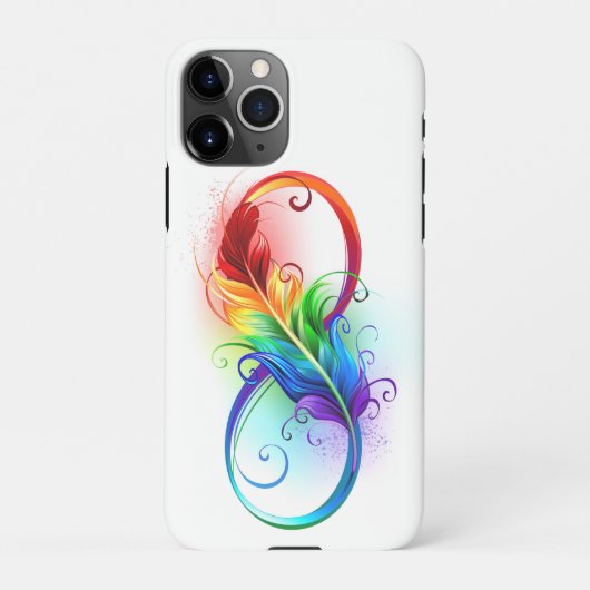 Coque iPhone 11Pro Symbole d'infini avec plume arc-en-ciel (Dos)