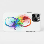 Coque iPhone 11Pro Symbole d'infini avec plume arc-en-ciel (Dos Horizontal)