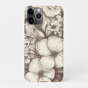 Coque iPhone 11Pro Vintage Floral Sepia Motif (10)