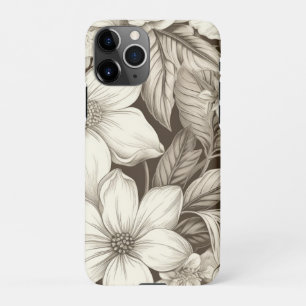 Coque iPhone 11Pro Vintage Floral Sepia Motif (6)