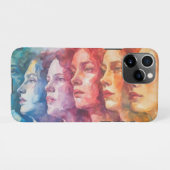 Coque iPhone 11Pro Visages des femmes - Peinture aquarelle (Dos Horizontal)