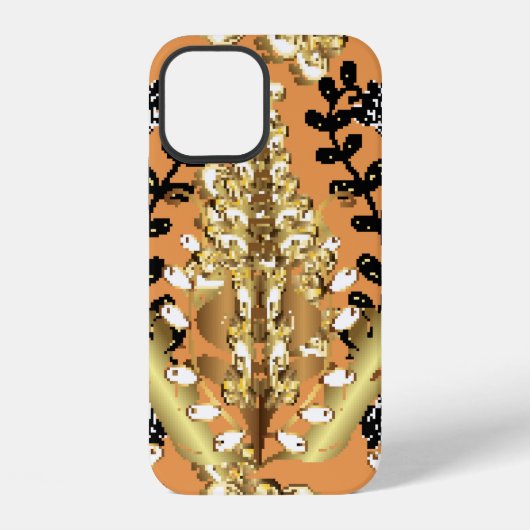 Coque iPhone 12 abstract pattern on orange yellow background with (Verso)