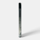 Coque iPhone 12 Abstrait Pyramidal Bleus et Noirs (Côté gauche)