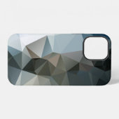 Coque iPhone 12 Abstrait Pyramidal Bleus et Noirs (Verso Horizontal)