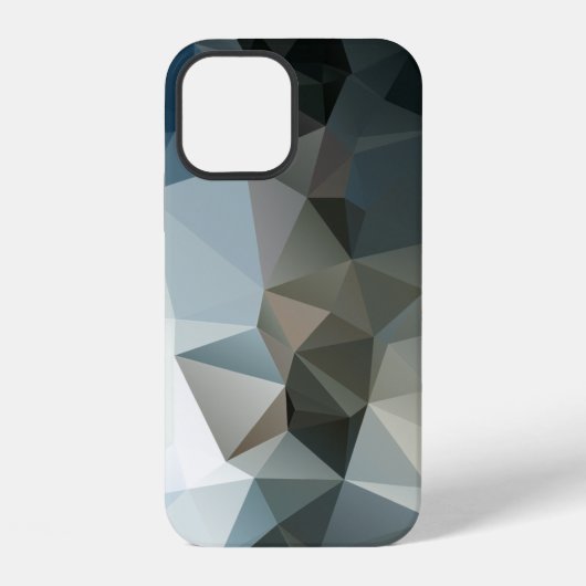 Coque iPhone 12 Abstrait Pyramidal Bleus et Noirs (Verso)