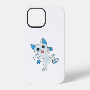 COQUE iPhone 12 ADORABLE CHATON CYAN CLAIR SAUTEUR AUX YEUX BLEUS,