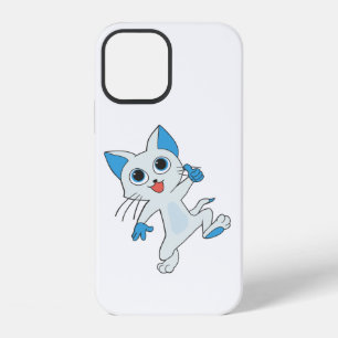 COQUE iPhone 12 ADORABLE CHATON CYAN CLAIR SAUTEUR AUX YEUX BLEUS,