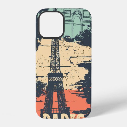 Coque iPhone 12 Affiche typographique de Paris : affiche abstraite (Verso)