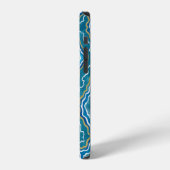 Coque iPhone 12 Agate Graphique Bleu Or (Côté gauche)