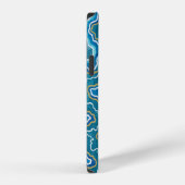 Coque iPhone 12 Agate graphique en or bleu (Côté droit)