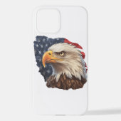 Coque iPhone 12 Aigle à drapeau américain (Verso)