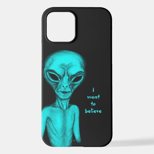 Coque iPhone 12 Alien, je veux croire (Verso)