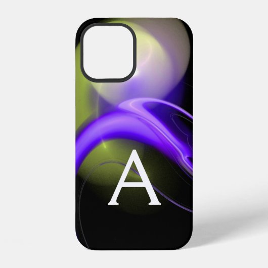 Coque iPhone 12 ALIEN PEARL MONOGRAM violet vert Abstrait (Verso)