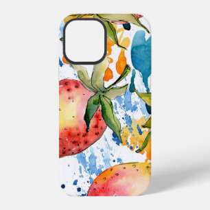 Coque iPhone 12 Alimentation saine fraise. Arrière - plan aquarell