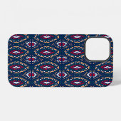 Coque iPhone 12 Allure aztèque : Élégance tribale striée (Verso Horizontal)