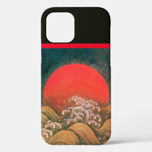 Coque iPhone 12 AMETERASU, DÉESSE DU SOLEIL Brun Rouge Noir