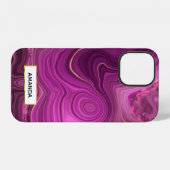 Coque iPhone 12 Améthyste Violet Et Agate Abstrait Or (Verso Horizontal)