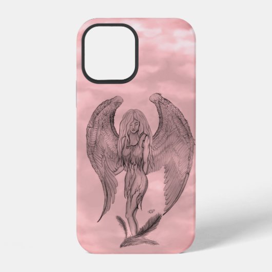 Coque iPhone 12 Angel en style tatouage (Verso)