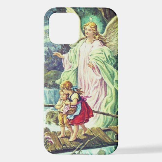 Coque iPhone 12 Angel gardien sur le pont (Verso)