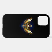 Coque iPhone 12 Ankh or avec ailes (Verso Horizontal)