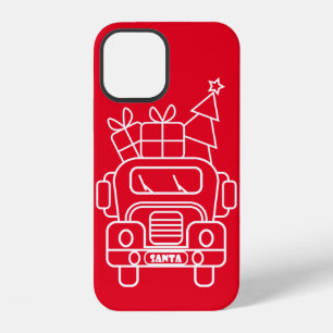 Coque iPhone 12 Aperçu camion de Noël Père Noël voiture vue avant