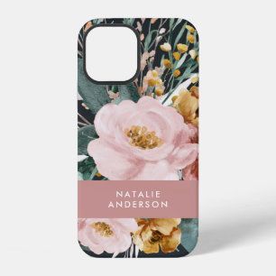 Coque iPhone 12 Aquarelle moderne florale et feuillage élégant