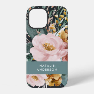 Coque iPhone 12 Aquarelle moderne florale et feuillage élégant
