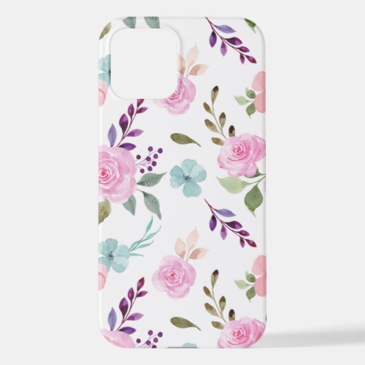 Coque iPhone 12 Aquarelle rose (Verso)