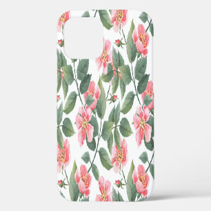Coque iPhone 12 Aquarelle Rose sauvage Floral sans joint