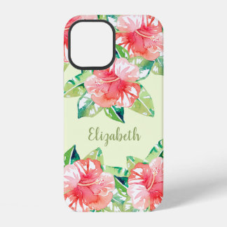 Coque iPhone 12 Aquarelle tropicale fleurs florales