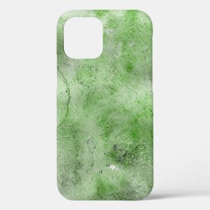Coque iPhone 12 Aquarelle verte et textures papier encre sur blanc