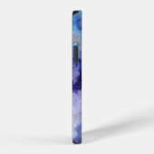 Coque iPhone 12 Aquarelle violette et bleu Galaxy Nom initial (Côté droit)