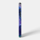 Coque iPhone 12 Aquarelle violette et bleu Galaxy Nom initial (Côté gauche)