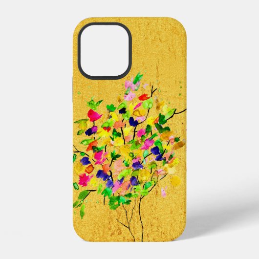 Coque iPhone 12 Arbre coloré à l'aquarelle (Verso)