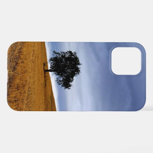 Coque iPhone 12 Arbre dans un champ de blé (Verso Horizontal)