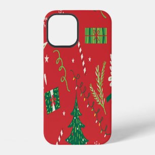 Coque iPhone 12 Arbre de Noël vintage : design ornemental.