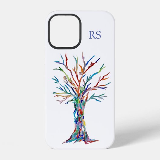 Coque iPhone 12 Arbre de vie à monogramme (Verso)