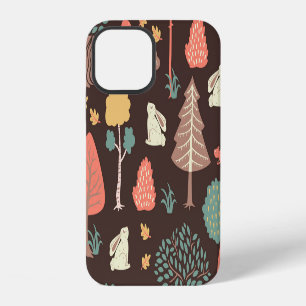 Coque iPhone 12 Arbres Animaux : Scène Naturelle Dessinée À La Mai