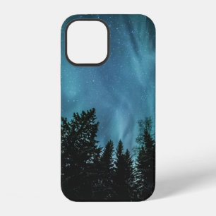 Coque iPhone 12 Arbres sous les lumières du Nord