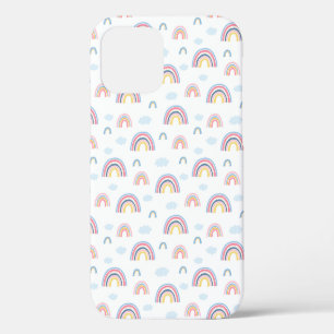 Coque iPhone 12 Arcs-en-ciel roses Nuages Design Boho