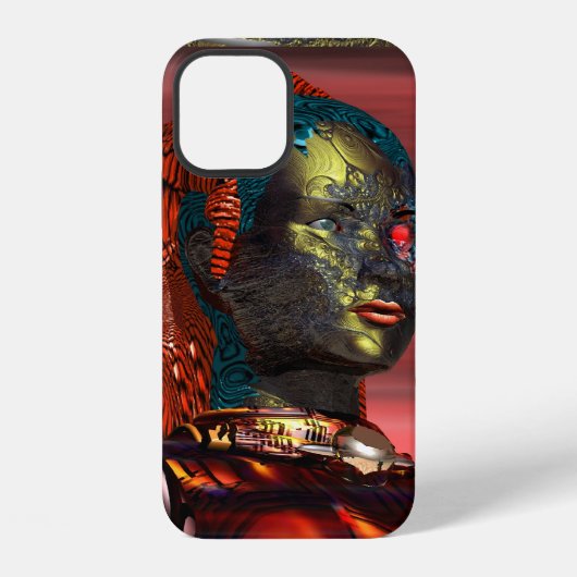 Coque iPhone 12 ARES /PORTRAIT DE CYBORG AU SOLEIL Science-fiction (Verso)