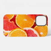 Coque iPhone 12 Arrière-fond orangé et pamplemousse frais (Verso Horizontal)