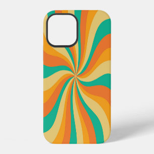 Coque iPhone 12 Arrière - plan coloré Retro les années 70 Sunburst
