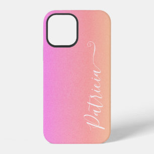 Coque iPhone 12 Arrière - plan d'aérographe rose vierge Nom Custom