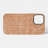 Coque iPhone 12 Arrière-plan de texture de toile de lin marron (Verso Horizontal)