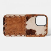 Coque iPhone 12 Arrière - plan texturé en cuir gros plan. (Verso Horizontal)