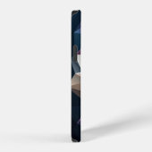 Coque iPhone 12 Art abstrait pyramidal bleu vert (Côté droit)